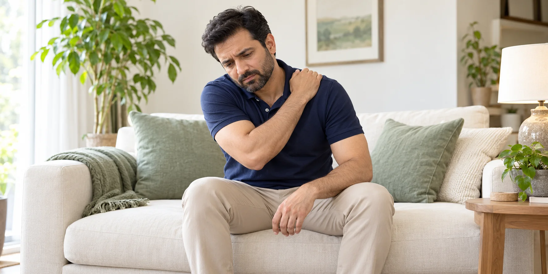 Fatigued Man Massaging His Shoulder-1 (1) Fatigued Man Massaging His Shoulder-1 (1)